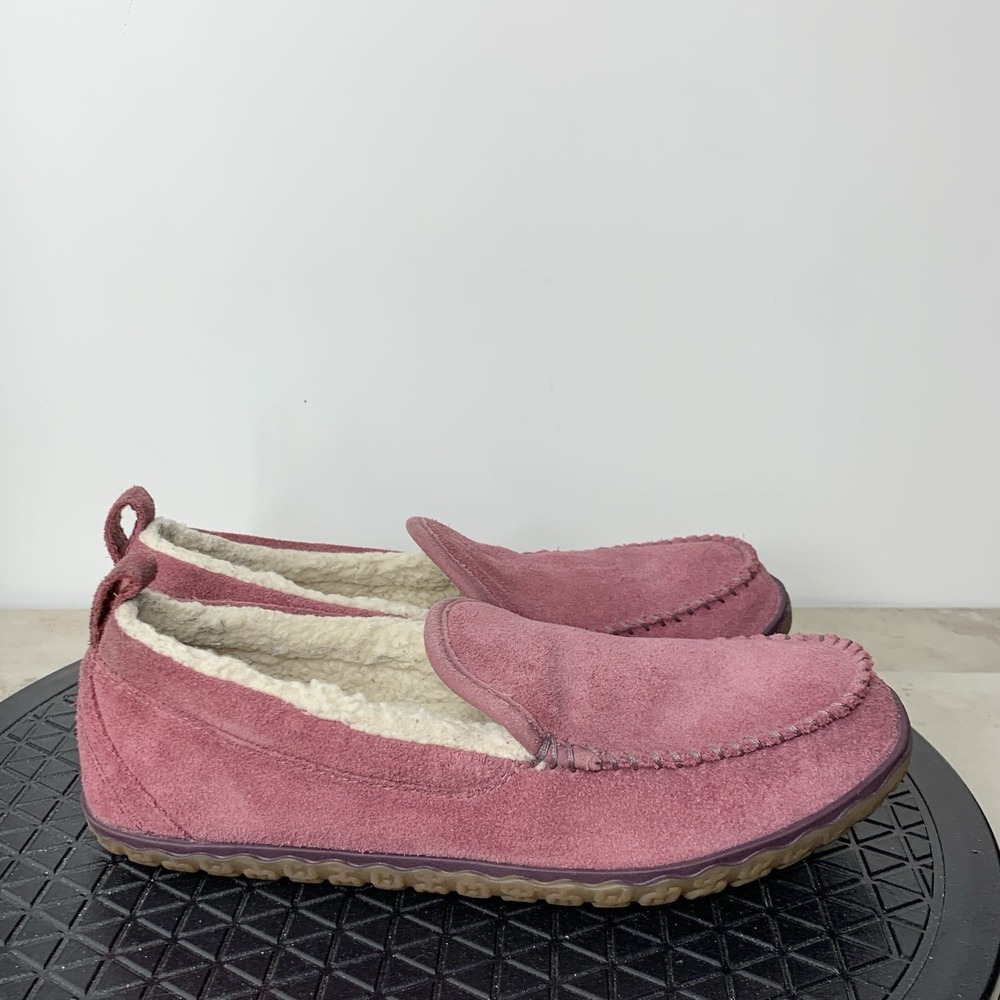 LL Bean Mountain Slippers Women Size 10 Shoes Slip On Purple Suede Shearling Moc
